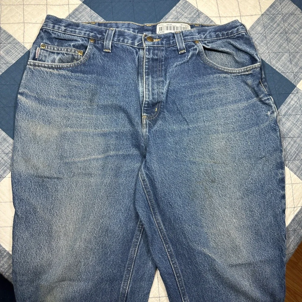 Carhartt Relaxed Fit Jeans Mens 38x32 Blue Denim Straight Leg Workwear 381-83